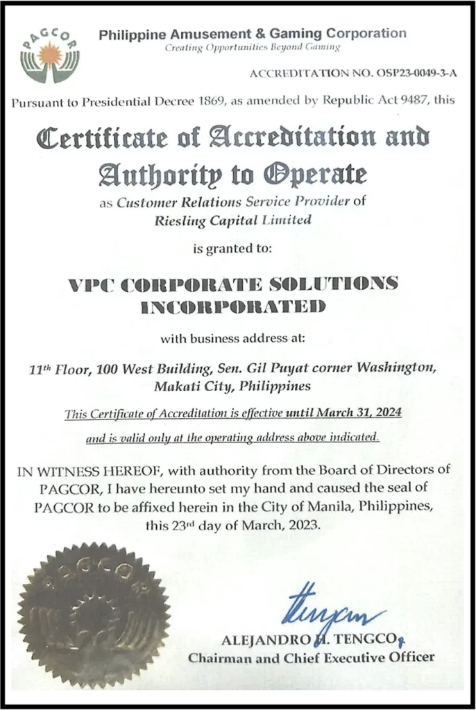 giấy chứng nhận của v9bet